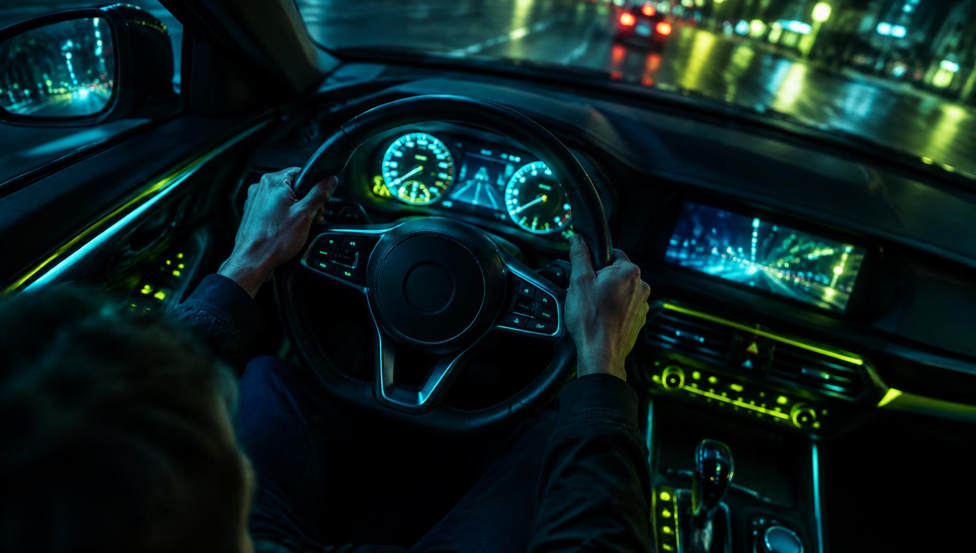 Phone mounted on car dashboard displaying navigation